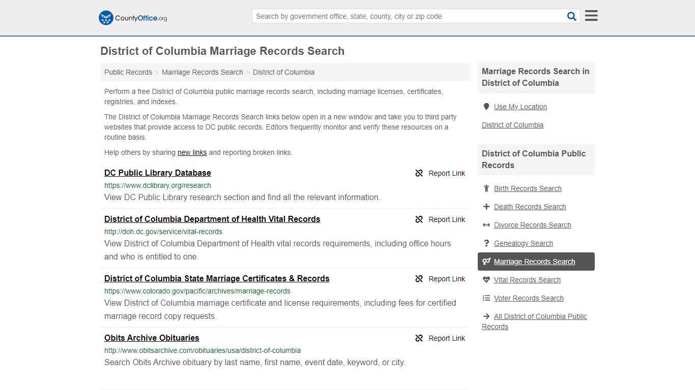 Marriage Records Search - District of Columbia (Marriage Licenses ...